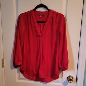 Vince Camuto Vibrant Red V-Neck Blouse M